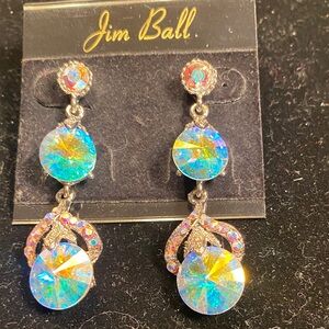 Jim Ball Iridescent Crystal Drop Earrings